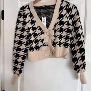 Express Black and Cream Houndstooth Cardigan